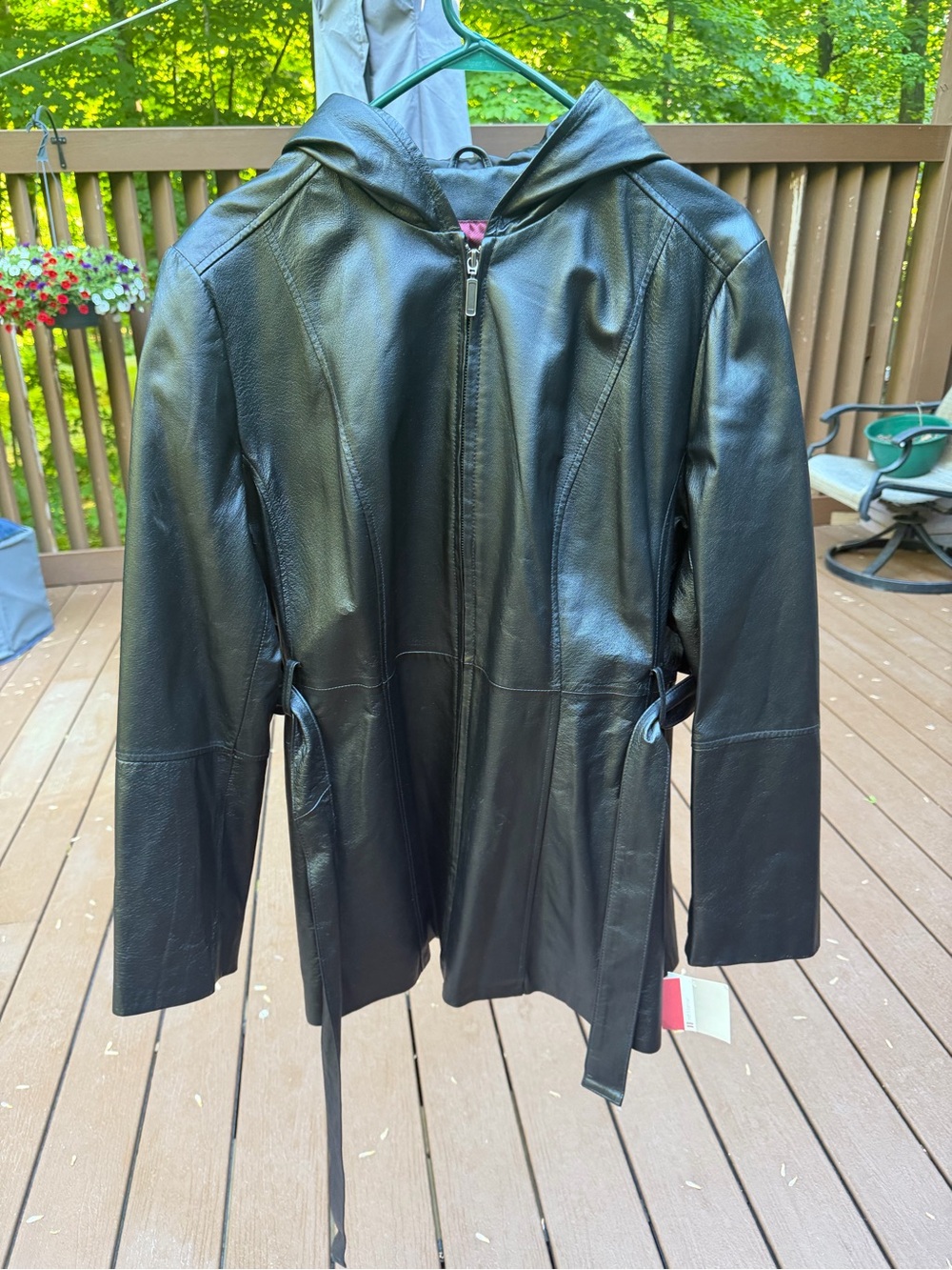 Kohl's Black Leather Hooded Zip-Front Jacket